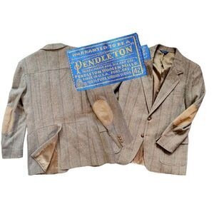 Men's Vintage 60s Pendleton Thick Striped Sport‎ Coat 42L